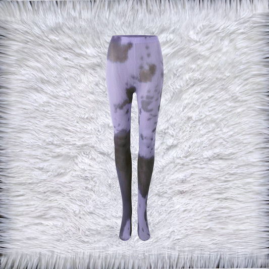 purple cow print tights